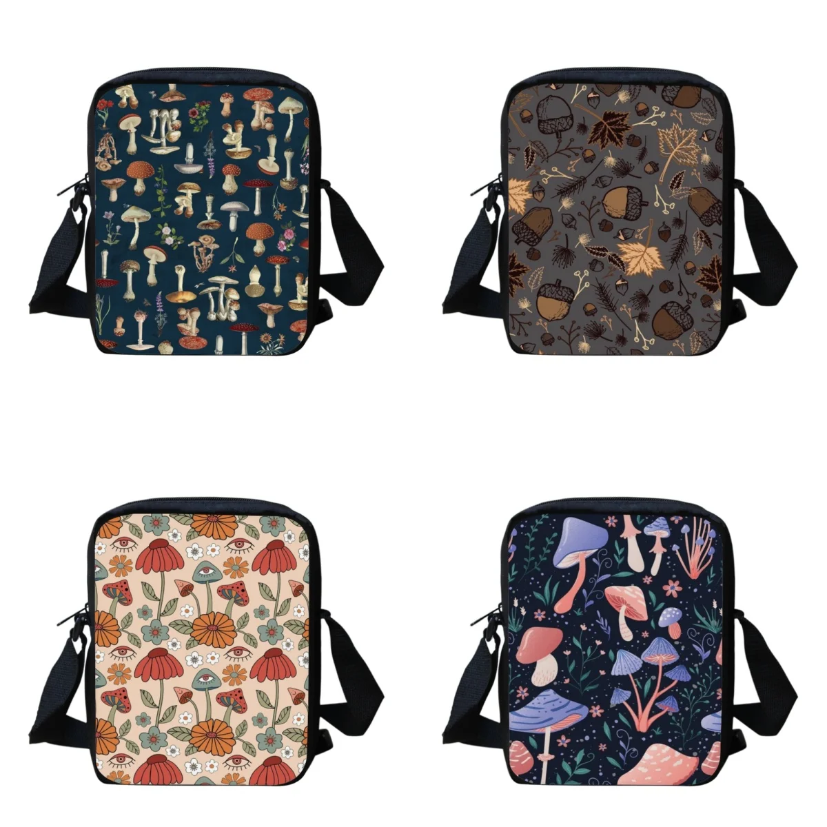 

BELIDOME Fantasy Mushroom Print Women Crossbody Bag Fashion Messenger Bags for Teenagers Travel Bag Portable Bookbags Gift