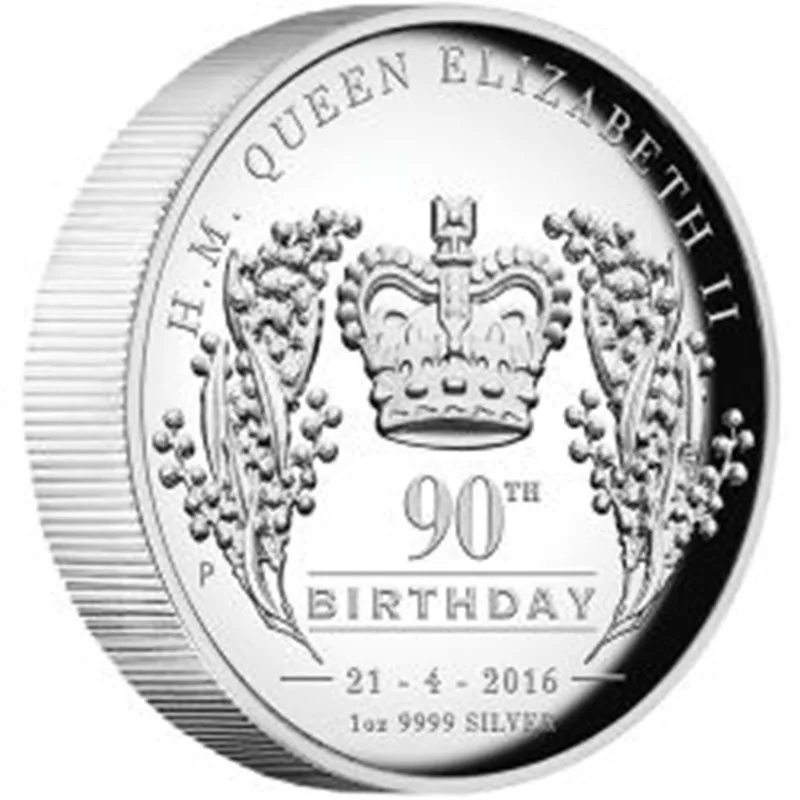 

5 Pcs Non Magnetic Queen Elizabeth II 90Th Birthday Commemorative Badge Silver Plated Collectible Coin Souvenir Gift