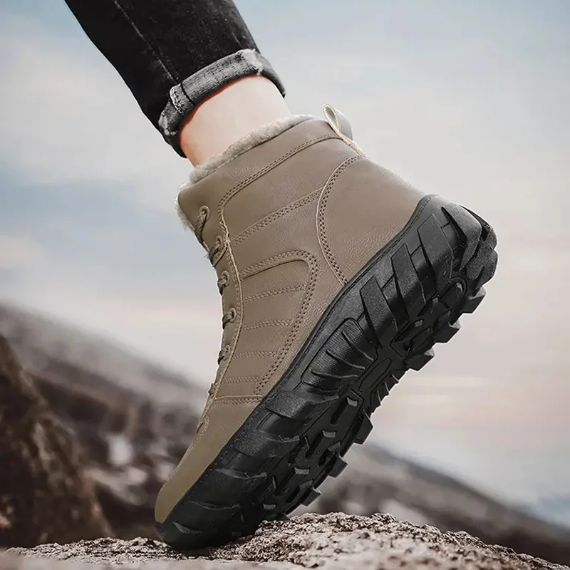 Winter Plus Velvet Thick Men's Shoes High Top Warm Comfortable Cold-proof Hiking Shoes Outdoor Non-slip Male Casual Sports Shoes