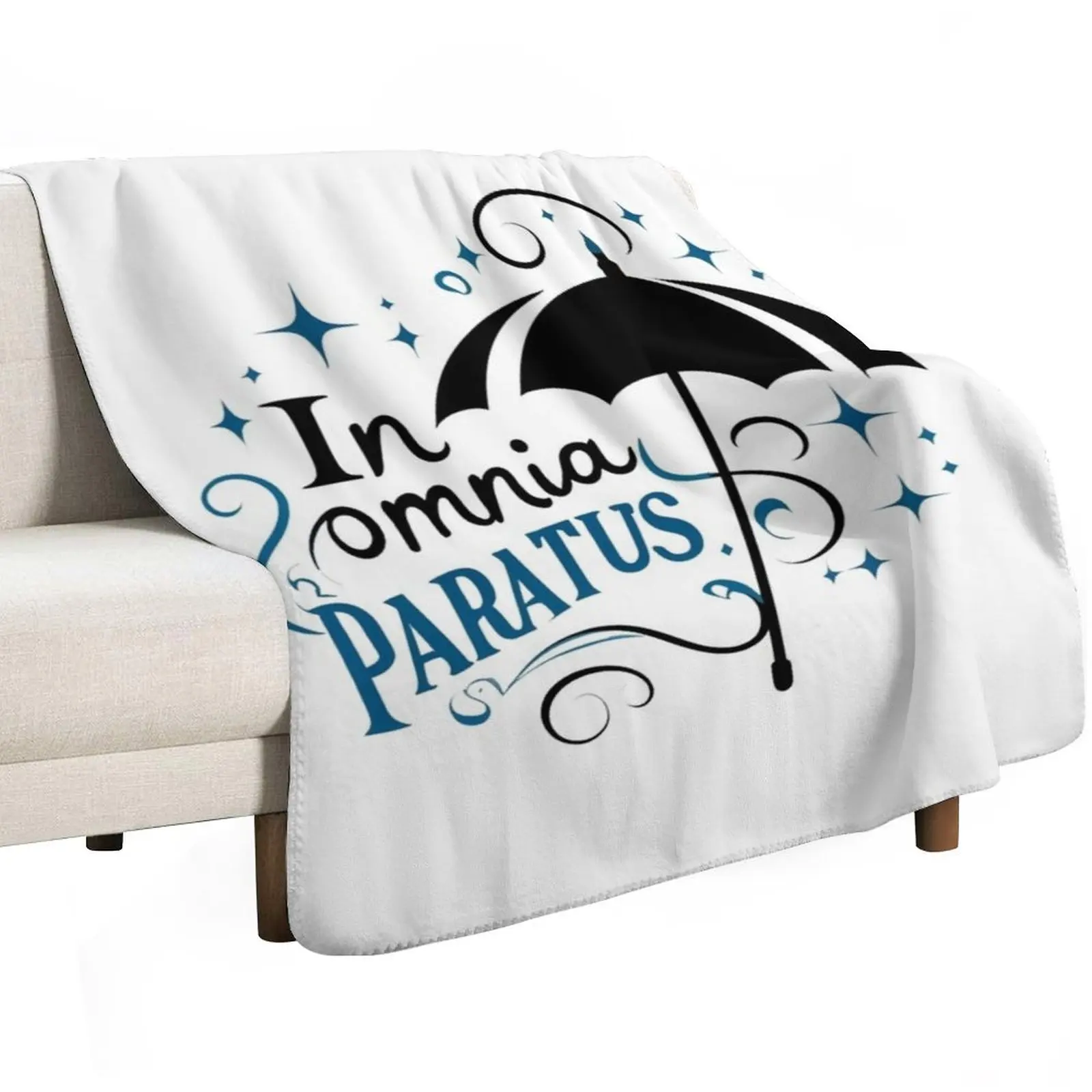 Фото In Omnia Paratus - Umbrella and Scarf II - Плед с типографским принтом, уютное одеяло для дивана, для просмотра телевизора и отдыха. №2