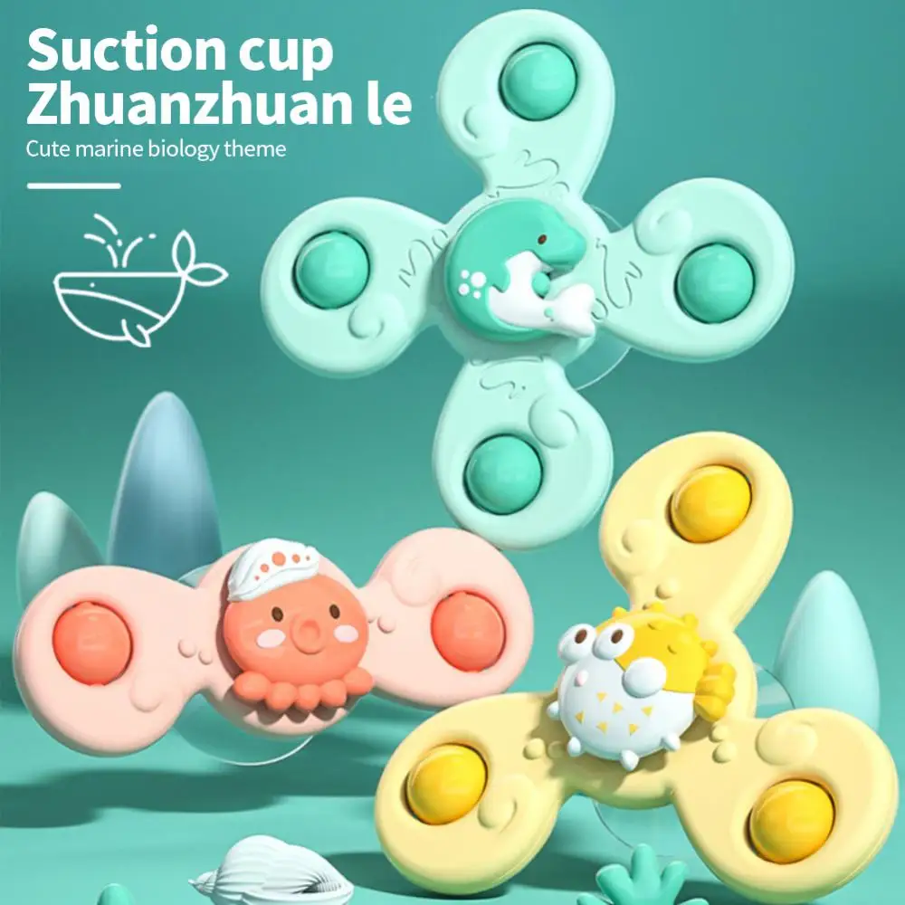 

Spinning Top Zhuanzhuanle Three-color Interactive Design Suction Cup Spinner Toy Rotating Flower Sucker Toy Spinner Bath Toys