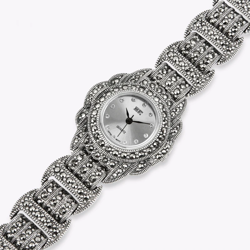 YYSUNNY Elegant Women S925 Sterling Silver Round Quartz Watch Ladies Luxury Strap Fashion Jewelry Accessories Birthday Gift enlarge