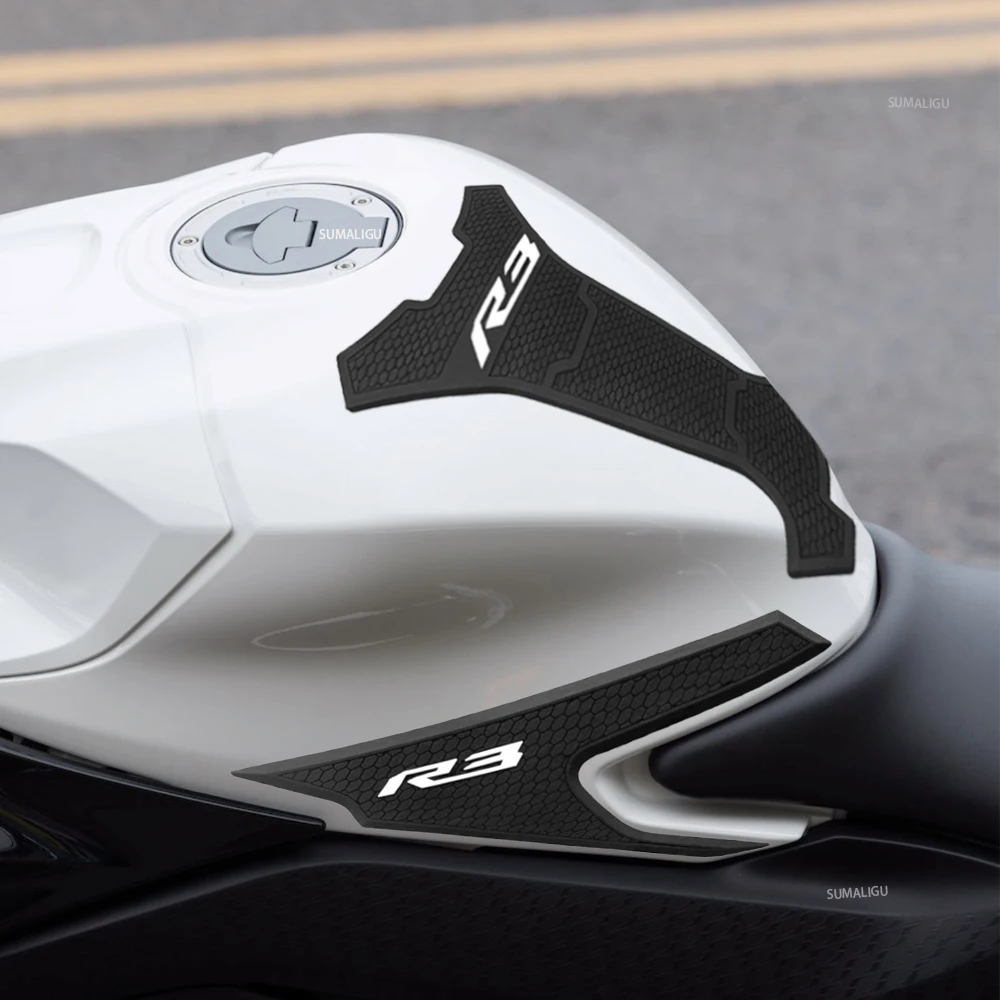 Фото Аксессуары для мотоциклов Yamaha YZF R3 R25 2019-2024, наклейки на топливный бак, противоскользящие защитные наклейки, наколенники №2