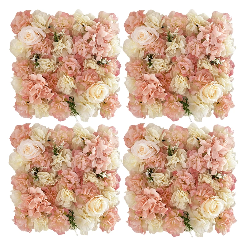 

Flower Wall Backdrop Panels Décor 4Pcs 30cmx30cm Artificial Floral Backdrop for Wedding Birthday Party Baby Bridal Shower Decor