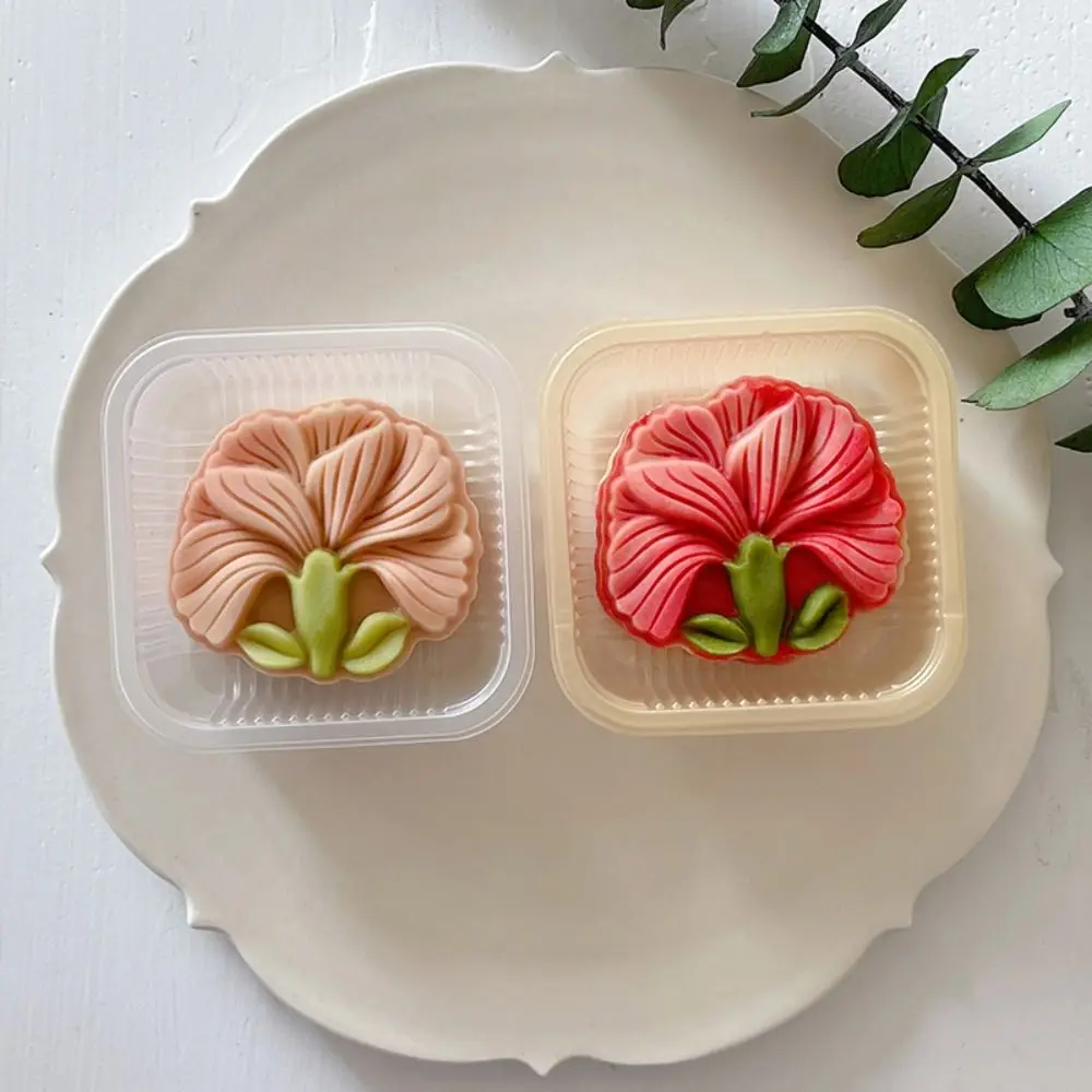 

75g Iris Flower Shape Mooncake Mold Hand Pressure Embossed Pastry Baking Mold Plastic Three-dimensional Mooncake Stamp