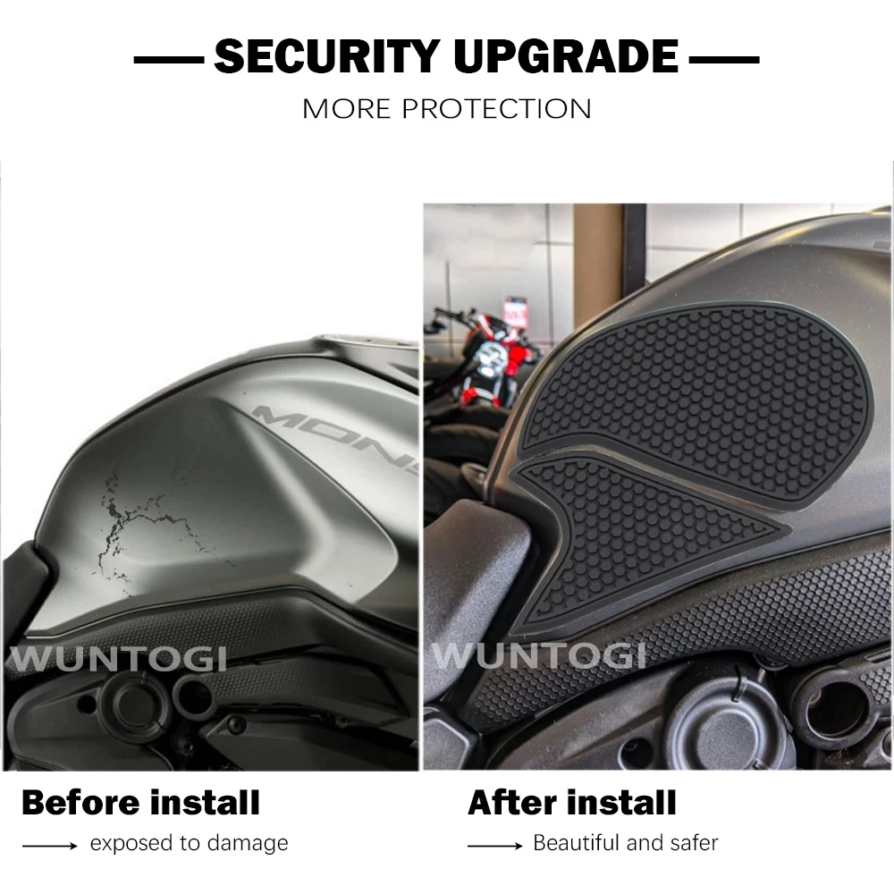 Фото Для DUCATI Monster 937 MONSTER937 2021 2022 Tankpad мотоциклетные водонепроницаемые Нескользящие боковые наклейки на прокладки для топливного бака резиновые наклейки №3