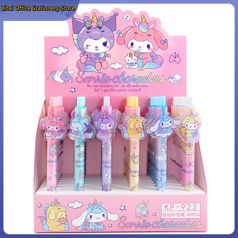 

48 шт., новинка, Sanrio, единорог, Kuromi Melody, Hellokitty, фотография, милая фоторучка, нейтральная ручка, канцелярские принадлежности, оптовая продажа