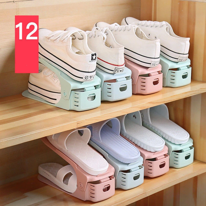 

Space Saving Adjustable Shoe Organizer Sneaker Storage box Display Support Slot Cabinet Closet Stand Shoes Storage Rack Shoe box