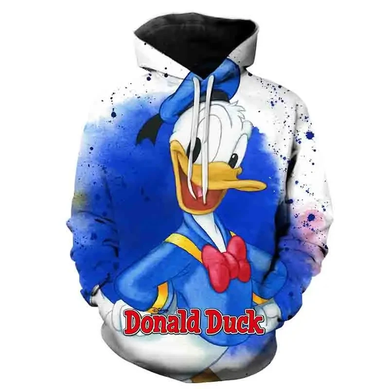 Moletom 3D Disney Pato Donald masculino e feminino camisola casual de manga comprida menino menina tops outono casaco