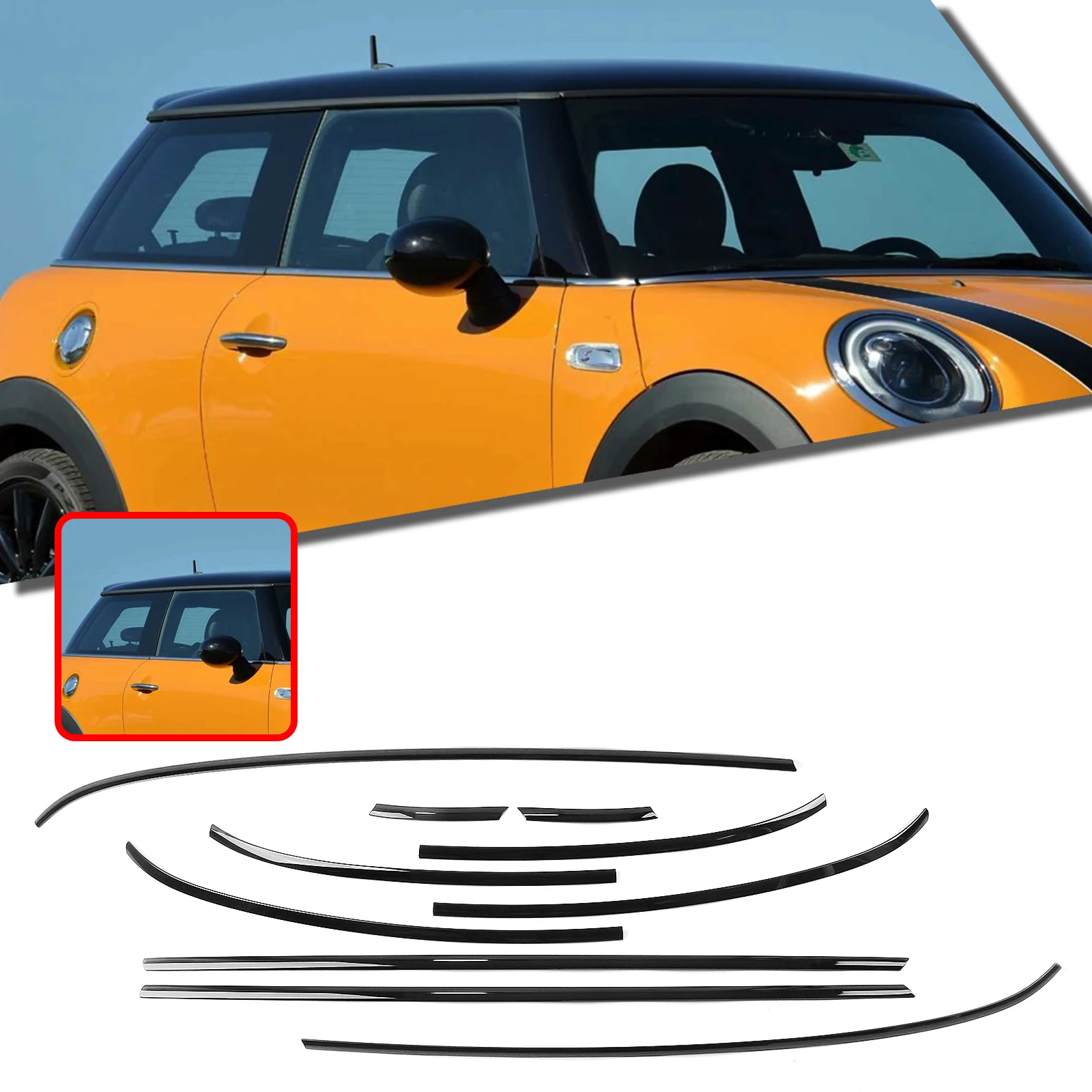 Для Mini Cooper S F56 2-дверный 2014-2024 декоративная накладка на внешнее окно автомобиля