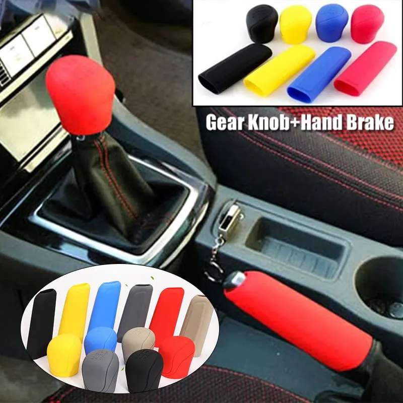 

Universal Car Gear Hand Shift Knob Cover Silicone Handbrake Non-Slip Protectors