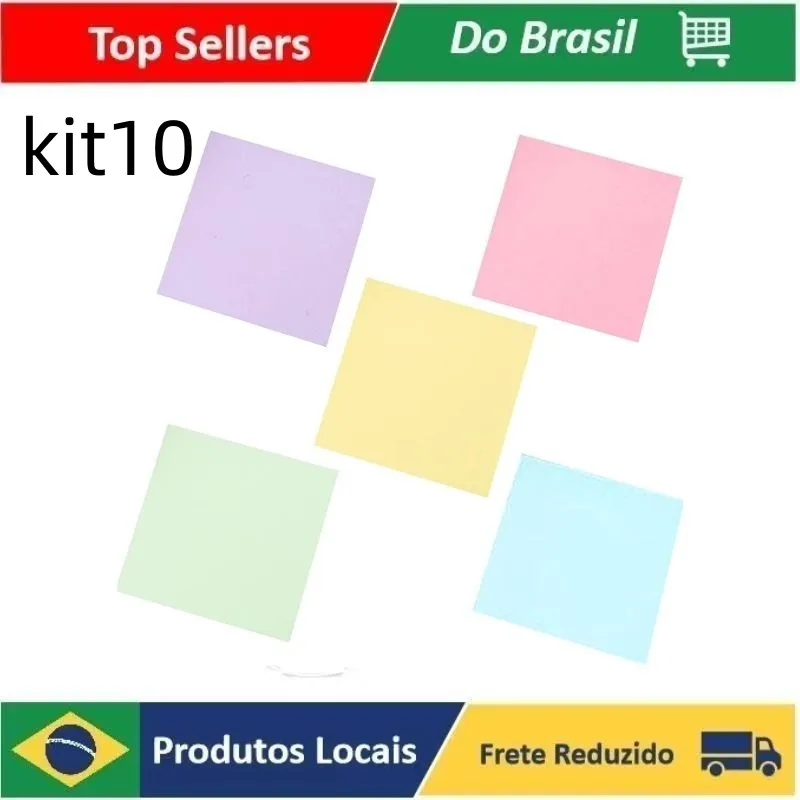 

Kit 10 Bloco Adesivo Papel Lembrete E Anotações 76 X 76MM