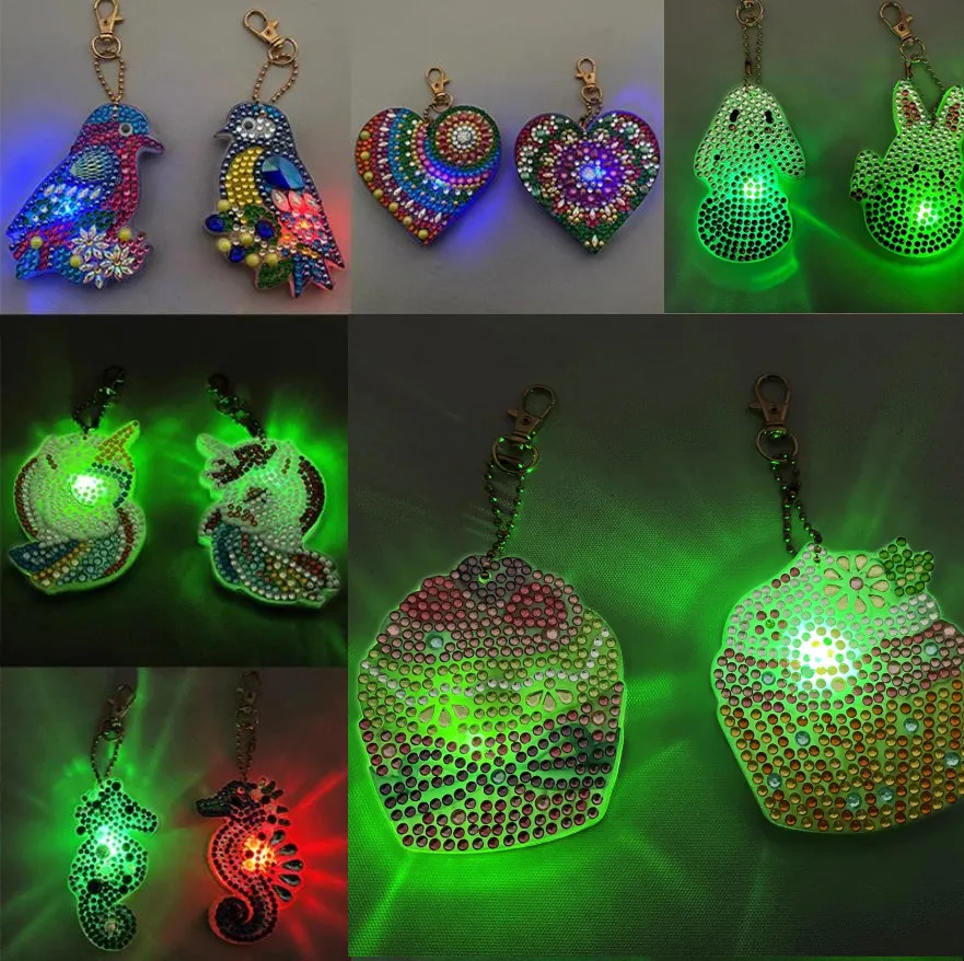 

Двухсторонний светящийся Пасхальный кулон-бабочка, 2 шт., 5D, алмазная живопись, «сделай сам», брелок со светодиодной подсветкой, полный диаме...