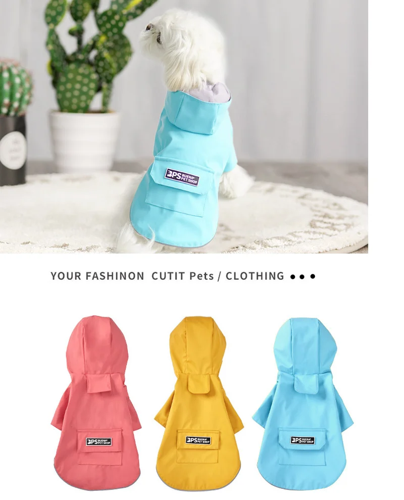

Pet Dog hooded Raincoat Fashion all-inclusive Poncho dog two-legged clothes Hoodie Waterproof Jacket coat Puppy big dog Clothes