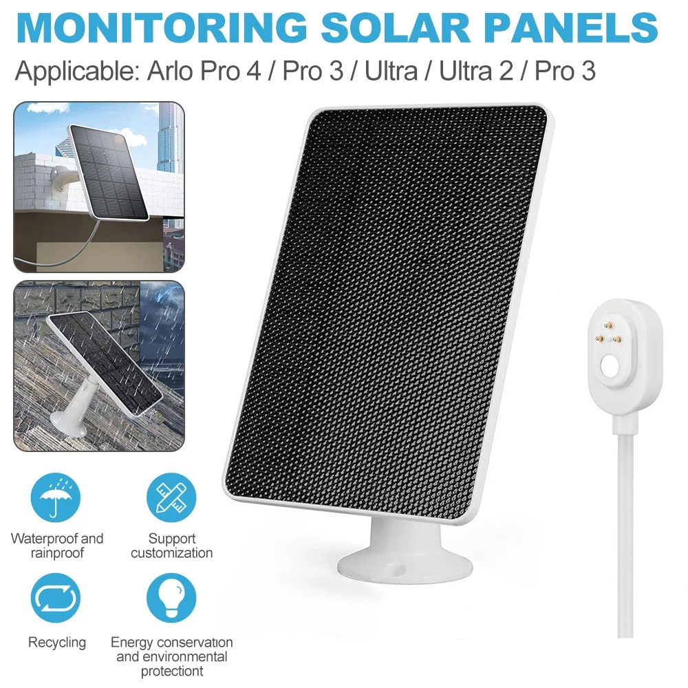 

10W Solar Panel for Arlo Pro 4/ Pro 3/Ultra/Ultra 2/Pro 3 Camera Solar Cells Charger with Rotatable Bracket 9.8ft Power Cable