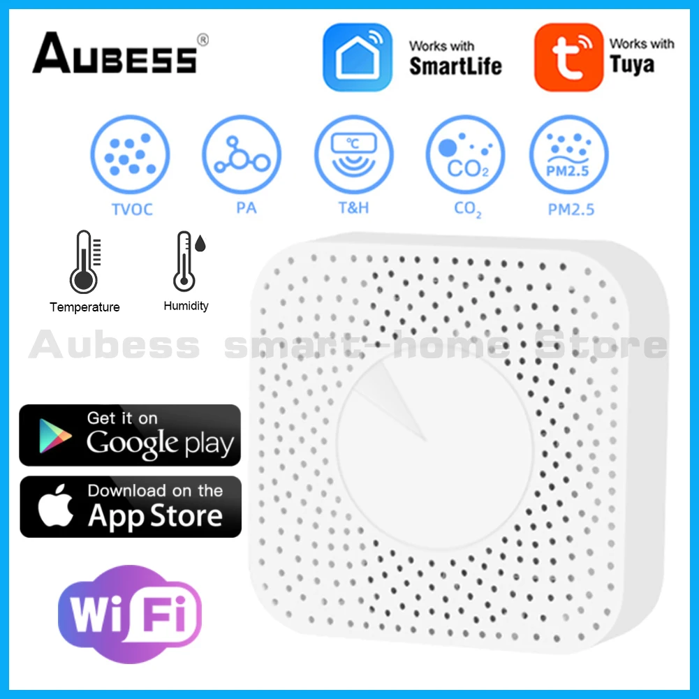 

Smart Air Box WiFi Tuya Housekeeper Formaldehyde VOC CO2 Detector Temperature Humidity Monitor Meter Air Quality Sensor Alarm