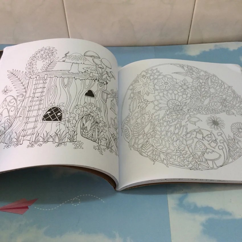 Фото 84-страничная книга-раскраска для взрослых из серии «Зачарованный лес: Тайный сад» для снятия стресса №5
