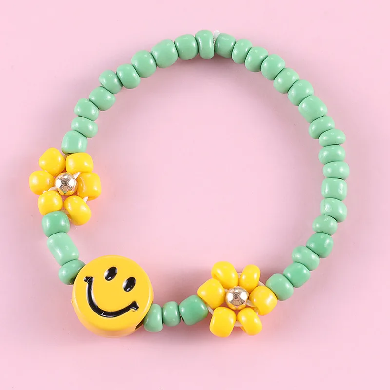 Детский браслет с бисером Makersland с очаровательным символом улыбки, браслет из семян, подарок на вечеринку, оптовая продажа детских браслетов.