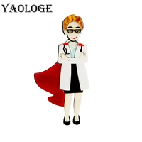 yaologe acrylic yellow hair wearing glasses red cape prince brooch for women unisex cartoon cute badge lapel brooch pin gifts