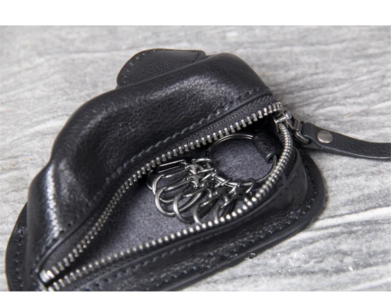 Retro fashion personality high-quality natural genuine leather motorcycle key bag ladies and men's general daily coin purse