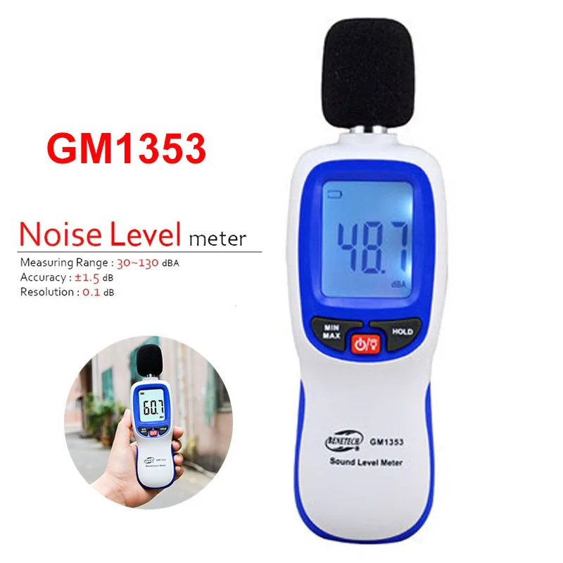 

GM1353 Digital 30~130dB Meter Decibel Meter Sound Level Meter Noise Meter Measuring Microphone Noise Volume Test Sound Decibel