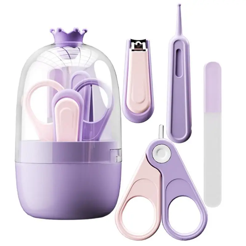

Stainless Steel Nail Clippers Nail Files Tweezers With Cute Protector 4 In 1 Baby Nail Clippers Care Tool Infant Manicure Supply