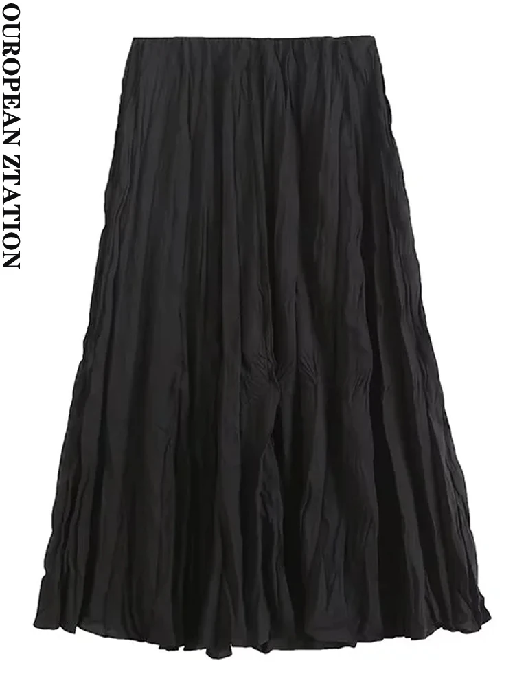 

Женская плиссированная юбка миди PAILETE, винтажная юбка с высокой талией и боковой молнией, 2023