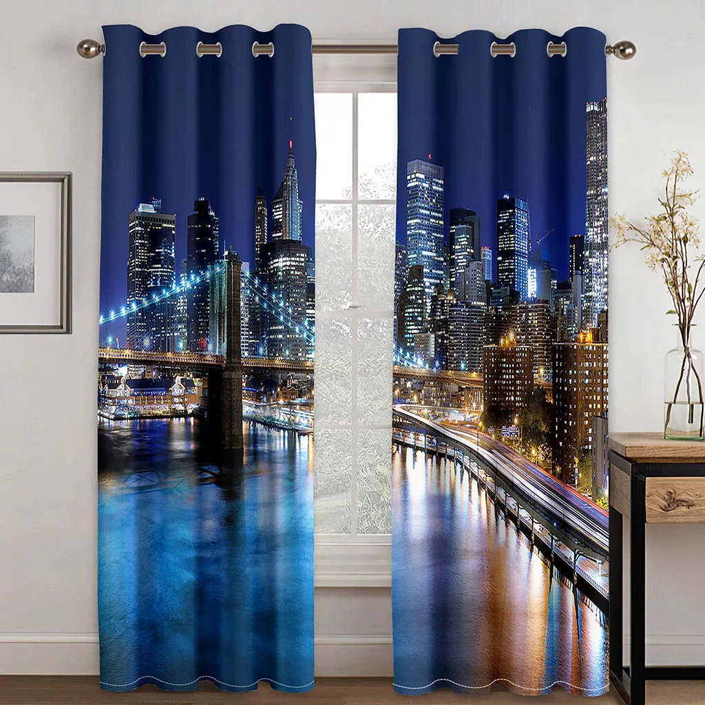 

3D Night City Modern Minimalist Landscape Pattern Blackout Curtain Set,suitable for Home Curtains In The Living Room and Bedroom