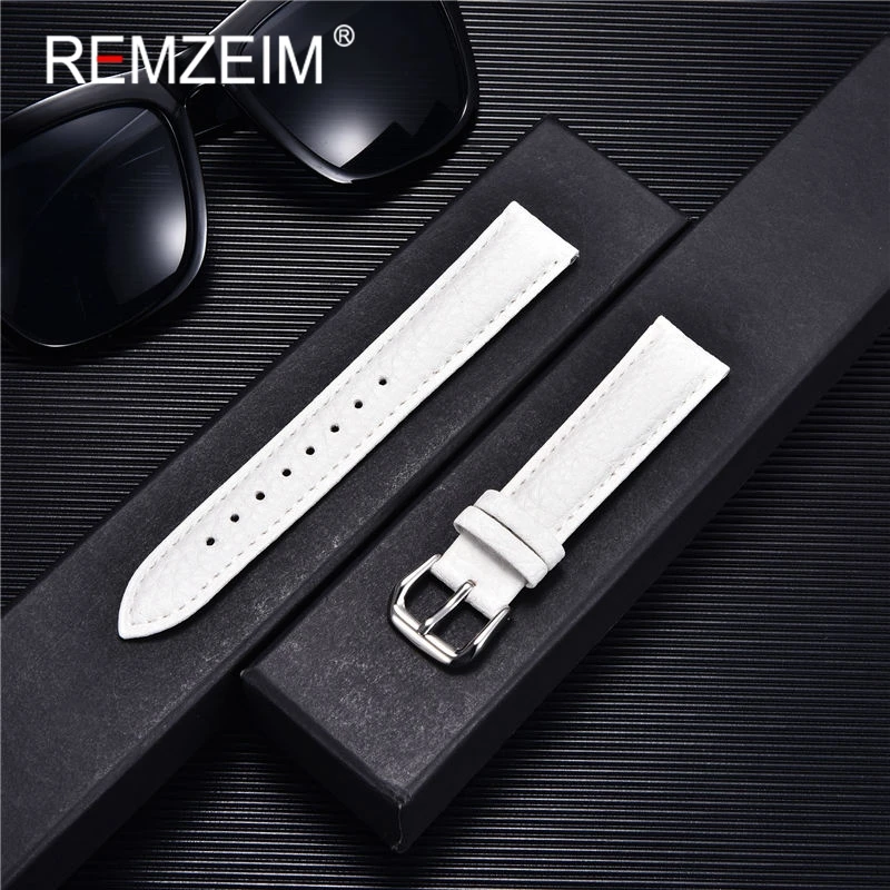

REMZEIM New Calfskin Genuine Leather Watchbands 12mm 14mm 16mm 18mm 20mm 22mm Watch Accessories Replace Wristwatch Strap