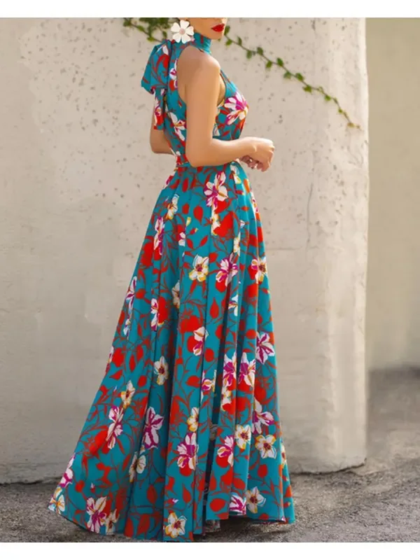 

Женское богемное платье-корсет без рукавов, с круглым вырезом и высокой талией