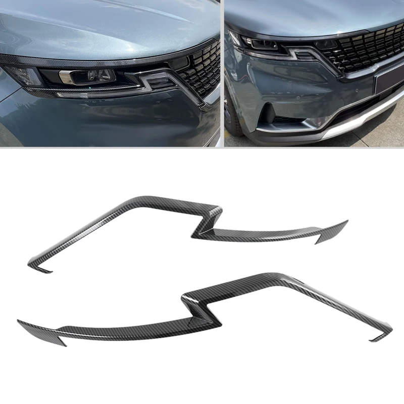 

NEW-Carbon Fiber Car Headlights Eyebrows Eyelids Cover Tirm for Kia Carnival 2021 Accessories