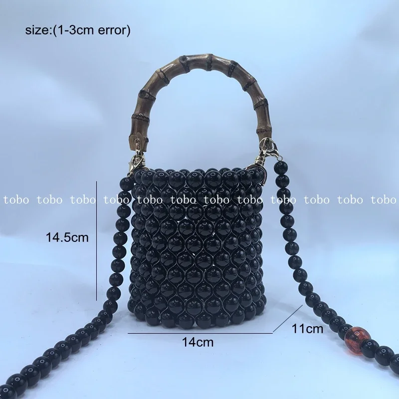 Новая сумка-ведро с бамбуковой ручкой знаменитостей мини-сумка-ведро жемчужной