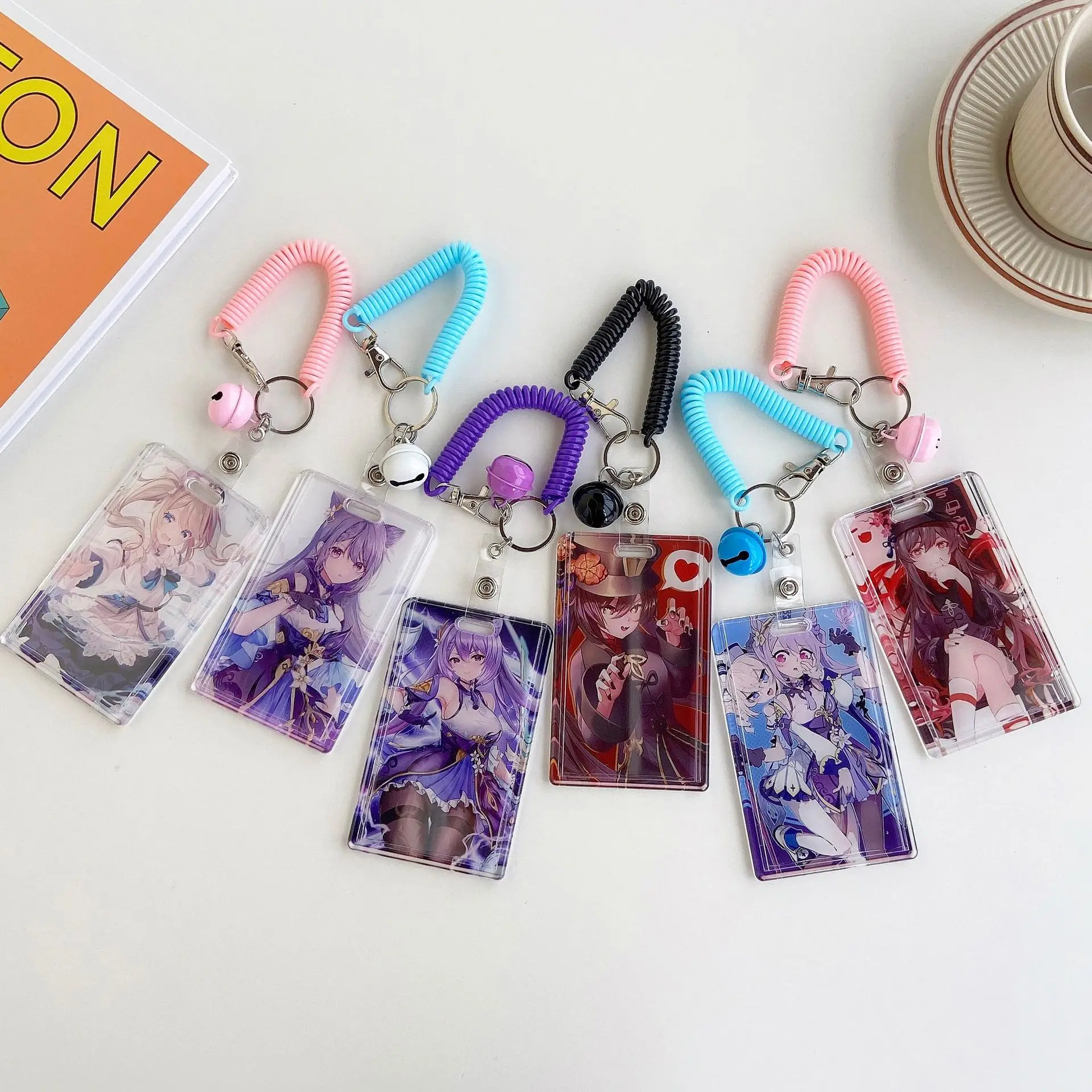 

Cute Genshin Impact Account Hu Tao Anime Transparent Rope Holder Lariat Keychain Hanging Rope Bus Id Card Lanyard Keyring