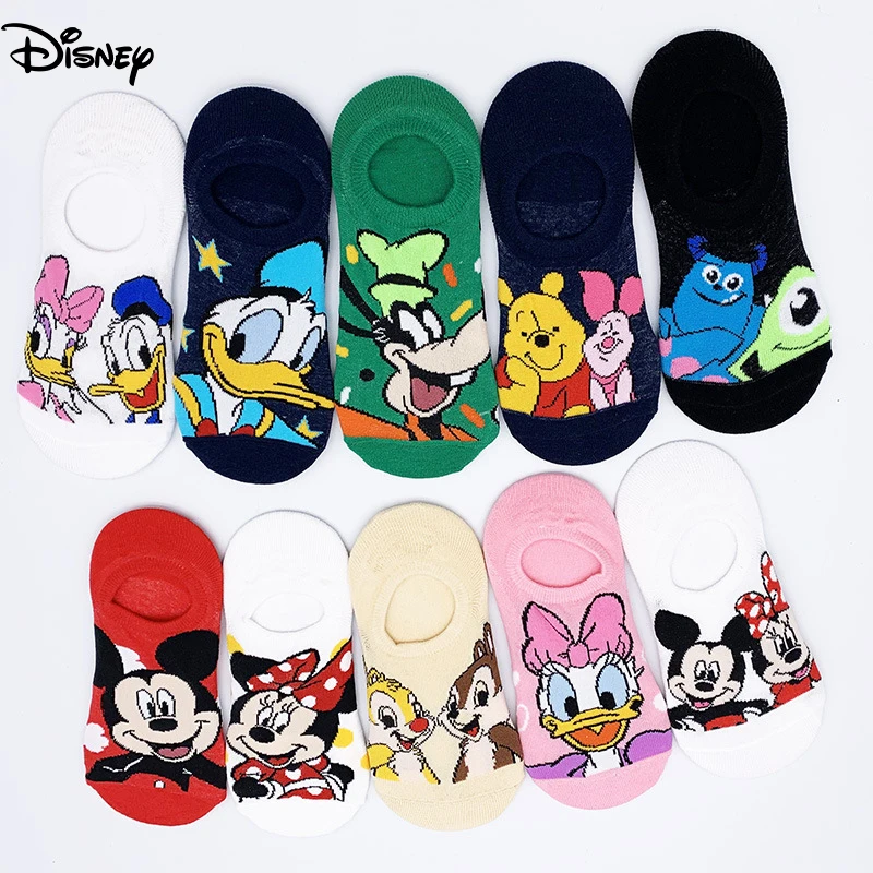 

Disney stitch summer cotton cartoon invisible boat socks Mickey Minnie anime figures cute women's socks children socks