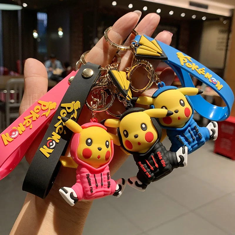 

Keychain Female Cute Pikachu Pendant Couple Gift Key Chain Pokemon Backpack Black Hanging Ornaments