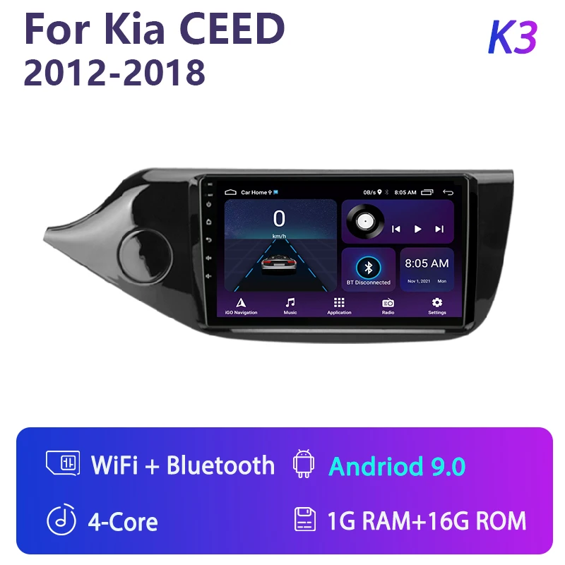 

Автомобильная Мультимедийная магнитола 2DIN, 4G, Android 12, видеоплеер для Kia Ceed, Cee 'd 2, JD 2012-2018, GPS-навигация для Carplay, аудиоголовное устройство 9 дюймов