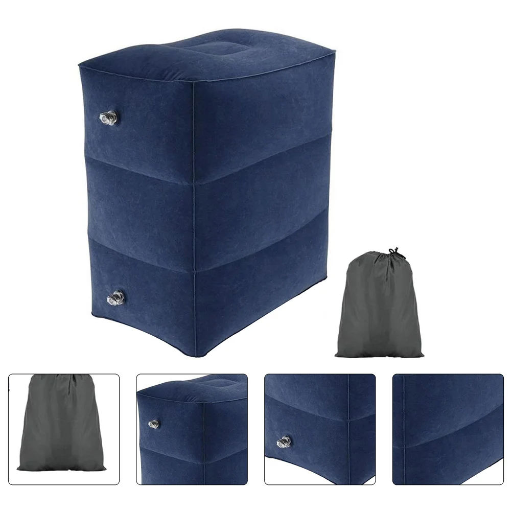 

Rest Pillow Inflatable Foot Footrest Stool Leg Travel Airplane Cushion Adjustable Ottoman Portable Height Feet 3 Layers Support