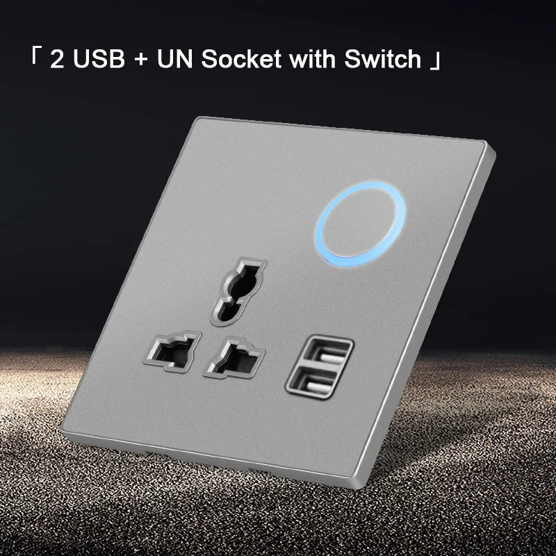 

Универсальный стандартный 3-контактный USB акриловая розетка с переключателем 220 в ультра-тонкая панель светодиодный настенный блок питания ...