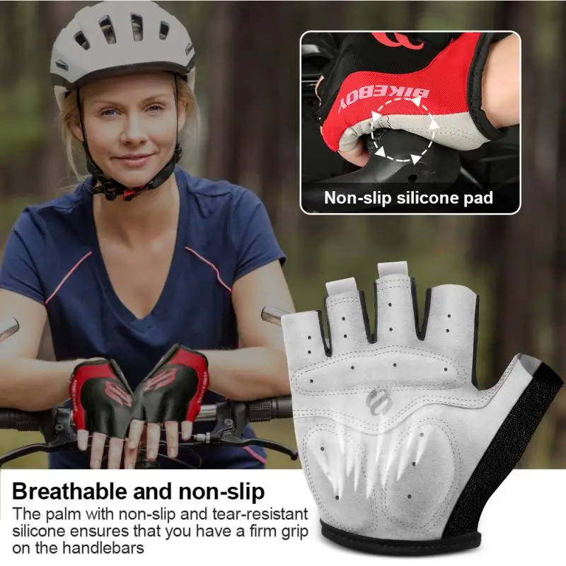 

BIKEBOY Cycling Gloves Anti-slip Half Finger Breathable Nylon Fitness Gloves Men Women Outdoor Sports Gloves Shock Absorption