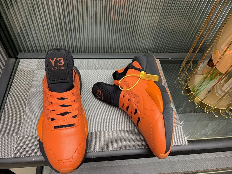 KGDB Y3 Sneaker Men Thick Soled Orange Jogging Shoes Women's Sports Shoes Leather Lace-up Running Shoes Sneaker for Men