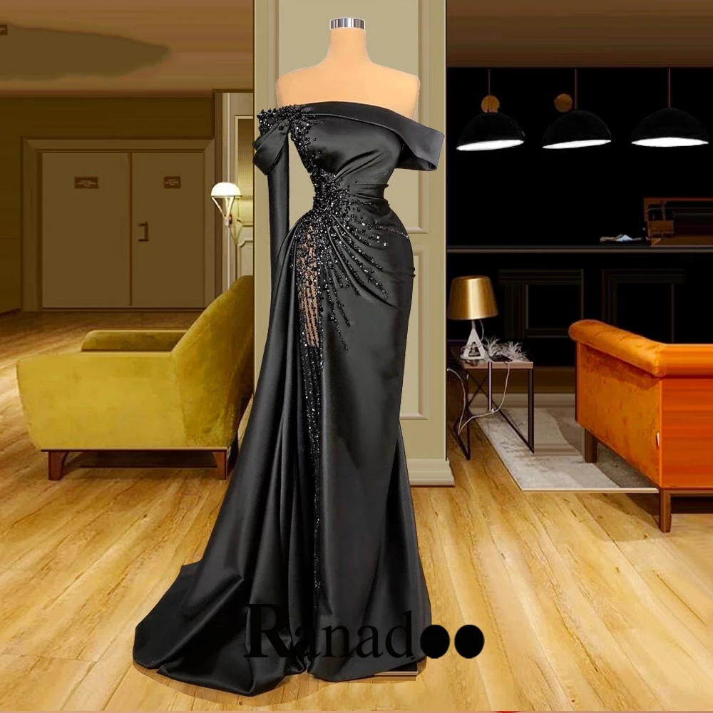 

Sexy Long Sleeves Prom Evening Dress Off The Shoulder Crystal Satin Special Occasion Dresses Vestidos Robes De Soirée Customised