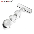 Черный волк, прозрачные стеклянные фаллоимитаторы, фаллоимитаторы для пениса, мастурбатор с анальной пробкой, искусственная мастурбация