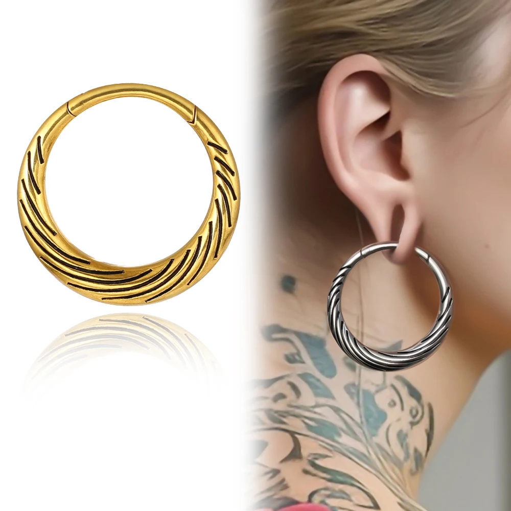 

Giga 2pcs Ring Ear Weights Expander 4mm 6g Stainless Steel Dangling Hanger Stretcher Gauges for Earlobe Body Piercing Jewelry