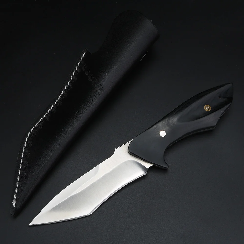Уличный нож с деревянной ручкой кинжал высокой твердости стальной для кемпинга и