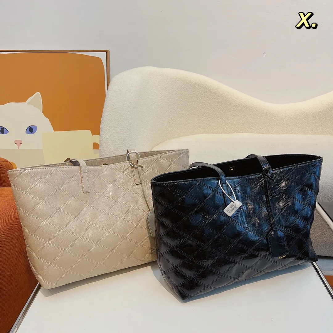 High quality new shopping single bag oil wax cow leather tote bag Lingge large capacity bag tote single shoulder women's bag