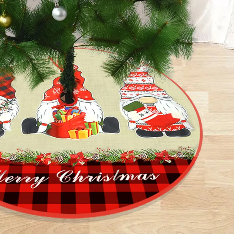 

90CM Round Christmas Tree Skirt Xmas Tree Carpet Snowflake Santa Claus Printed Merry Christmas Decorations 2023 New Year Navidad