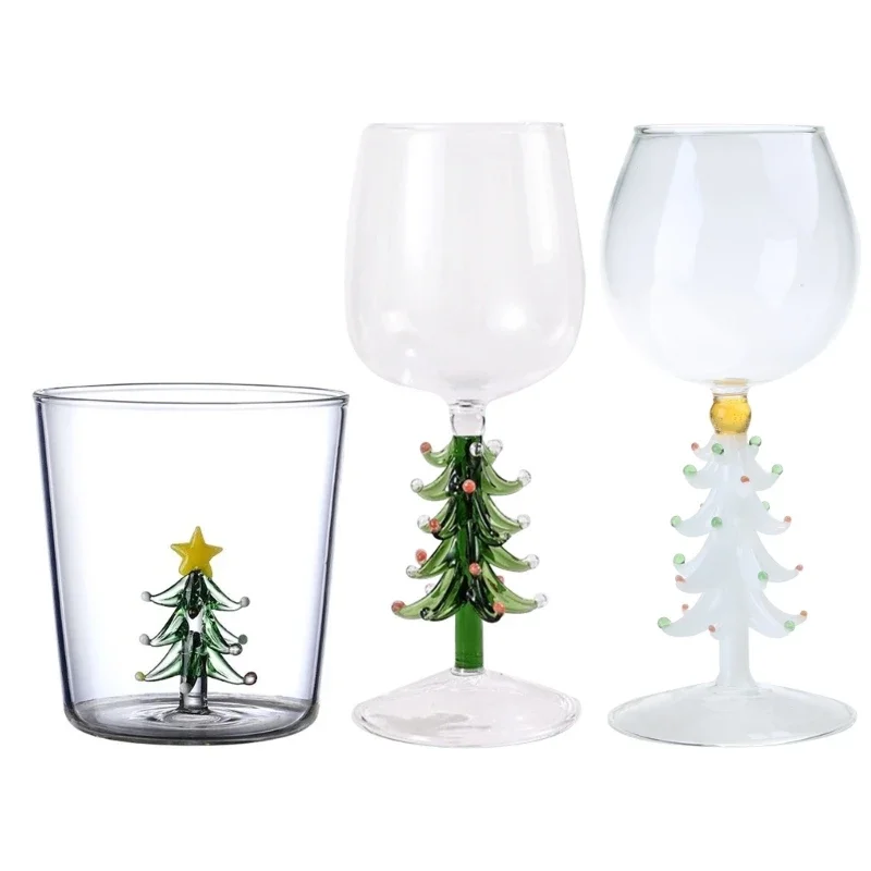 

Christmas Homes Decoration Korean Ins Styles Creative Wine Glass Colored Glass Wine Glass Christmas Trees Decoration Goblet