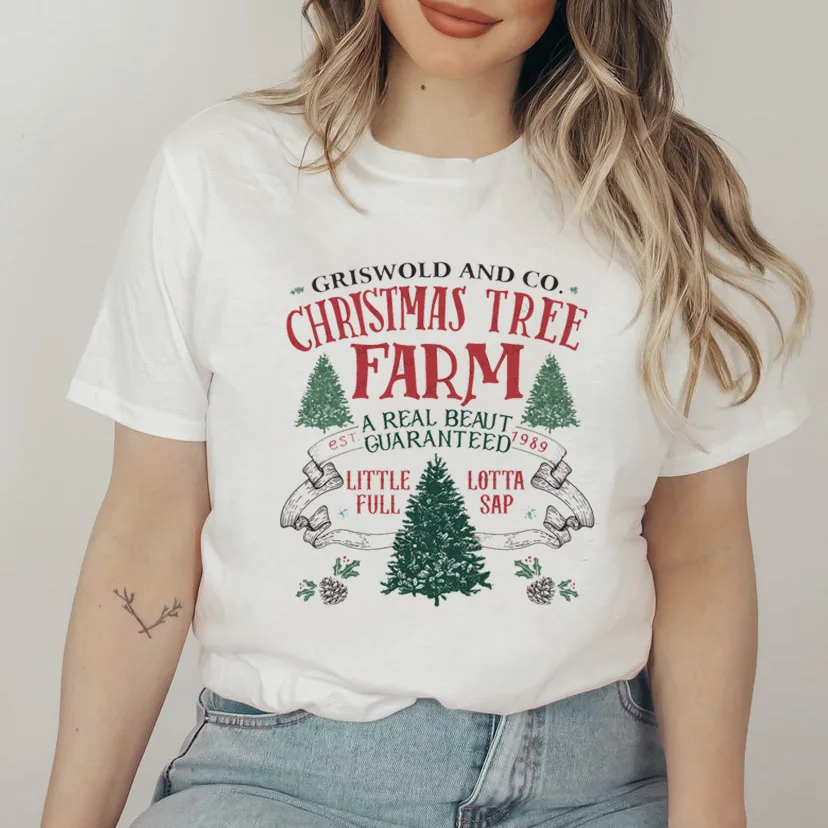 

Spring And Summer New Merry Christmasr Women's Casual Style Women's Harajuku Cartoon Christmas Tree Letter Print Women's Print P