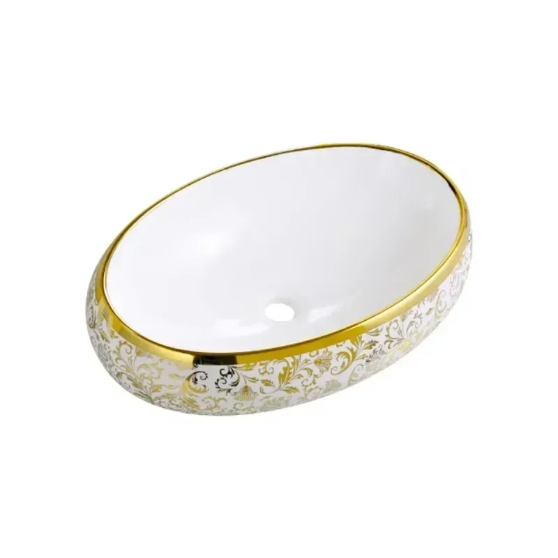 Роскошная керамическая художественная овальная настольная раковина для ванной