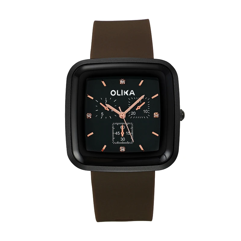 OLIKA Fashion Mens Watches Luxury Silicone Sport Square Couple Watch Quartz Date Clock Waterproof Wristwatch Reloj Mujer